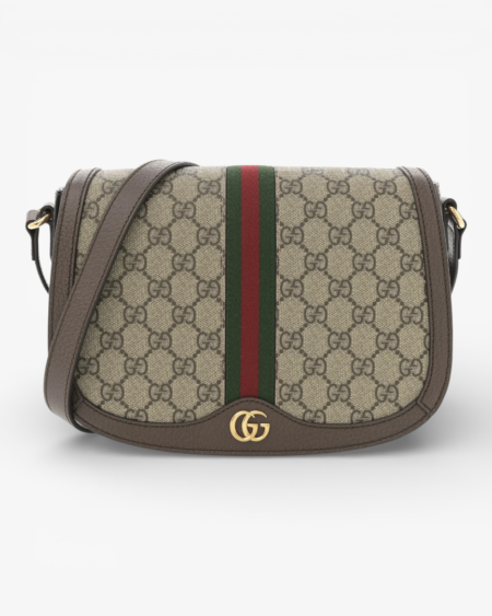 Gucci GG Supreme Monogram Web Small Ophidia Flap Messenger Bag