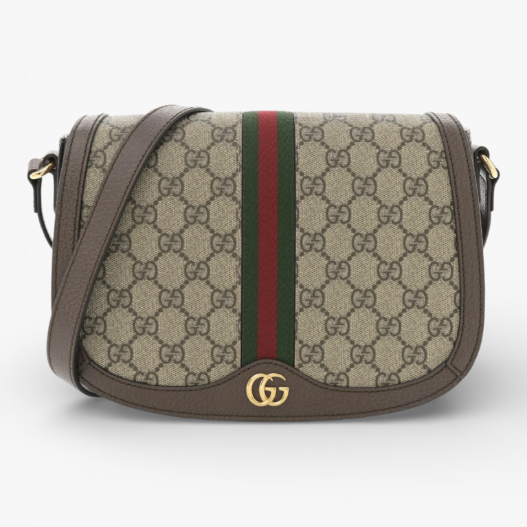 Gucci GG Supreme Monogram Web Small Ophidia Flap Messenger Bag
