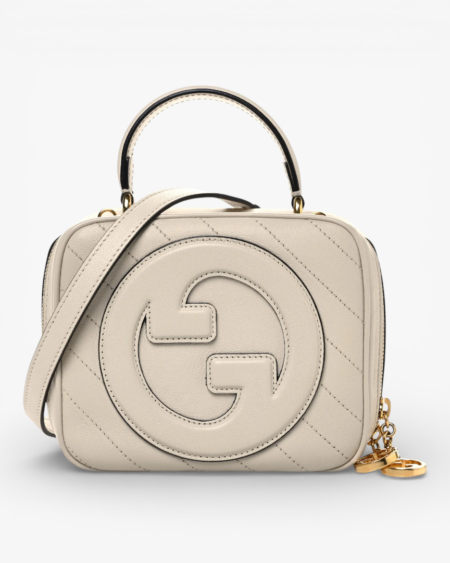 Gucci Sakai Be Green Calfskin Diagonal Stitched Blondie Top Handle Bag Mystic White