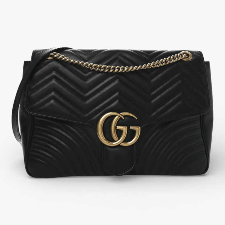 Gucci Calfskin Matelasse Large GG Marmont Top Handle Shoulder Bag
