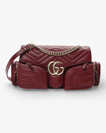 Gucci Calfskin Matelasse Small GG Marmont Multi Pocket Shoulder Bag
