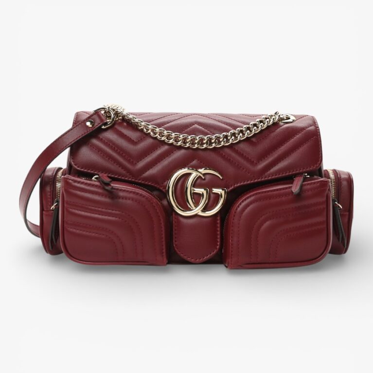 Gucci Calfskin Matelasse Small GG Marmont Multi Pocket Shoulder Bag