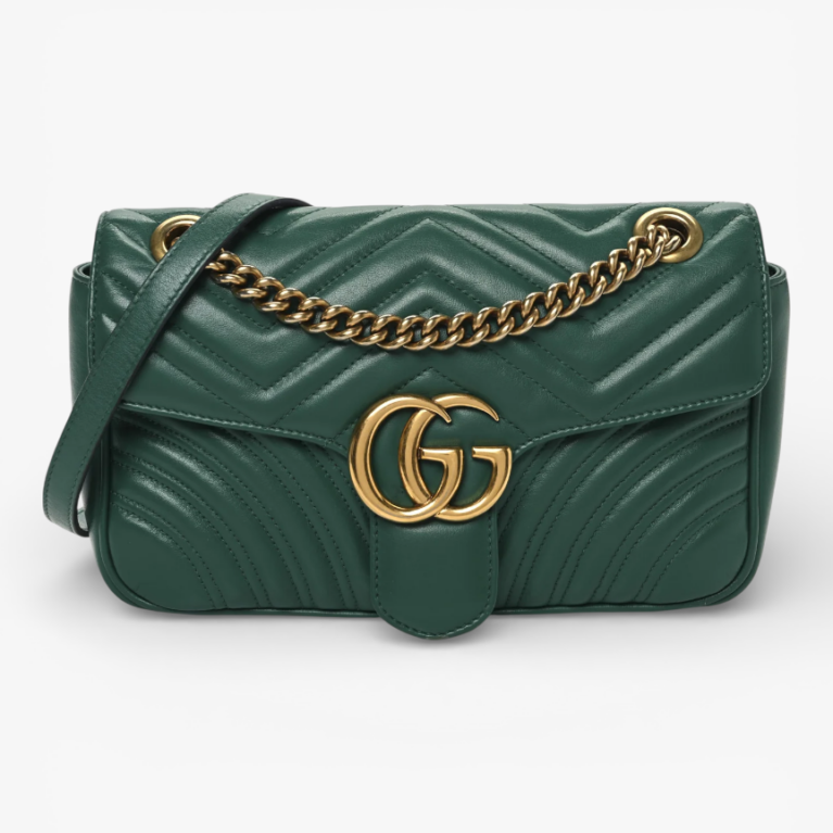 Gucci Calfskin Matelasse Small GG Marmont Shoulder Bag