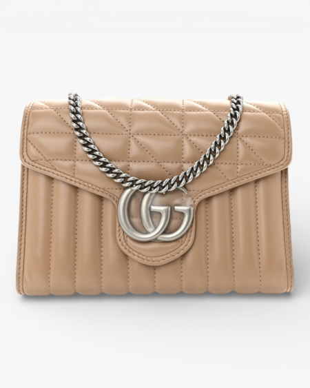 Gucci Calfskin Matelasse Aria GG Marmont Chain Wallet