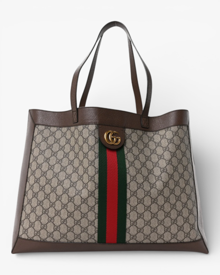 Gucci GG Supreme Monogram Web Ophidia Tote Brown