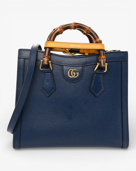 Gucci Textured Dollar Calfskin Web Small Diana Tote Bag Royal Crop