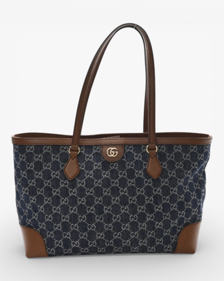 Gucci New Denim GG Monogram Medium Ophidia Shopping Tote