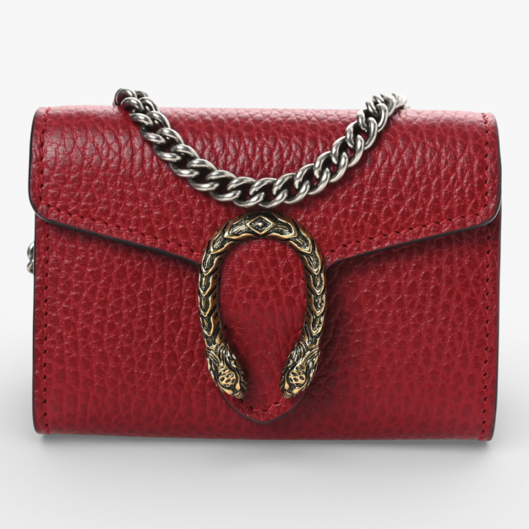Gucci Calfskin Dionysus Coin Purse Hibiscus Red