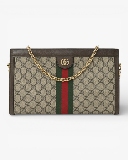 Gucci GG Supreme Monogram Web Medium Ophidia Chain Shoulder Bag