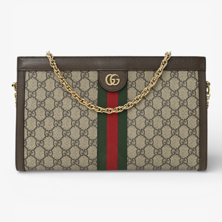 Gucci GG Supreme Monogram Web Medium Ophidia Chain Shoulder Bag