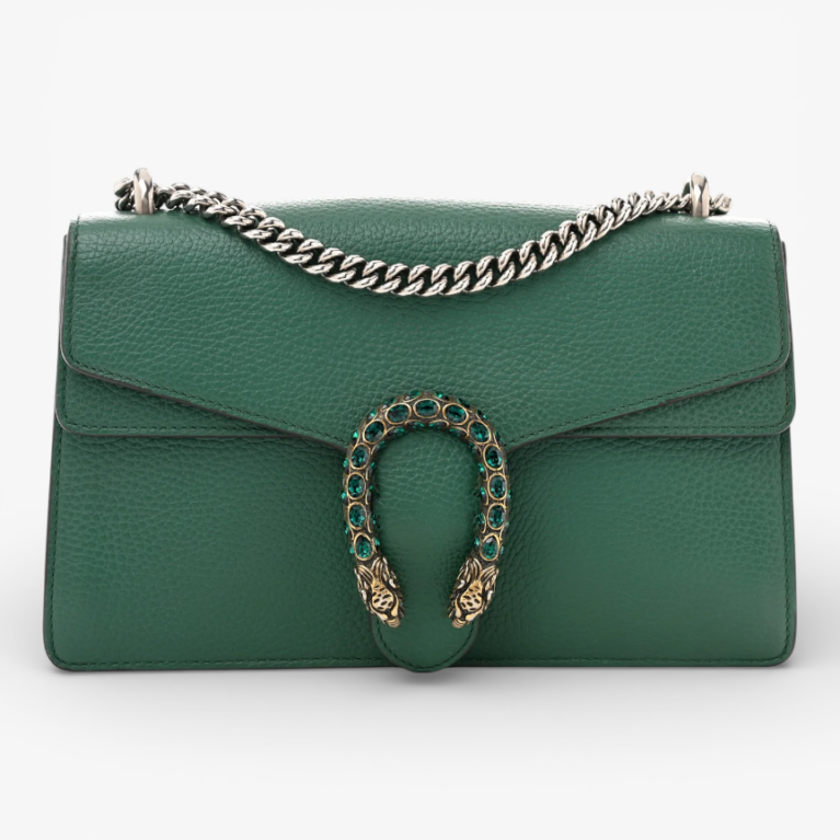 Gucci Pebbled Calfskin Small Dionysus Shoulder Bag Emerald Green