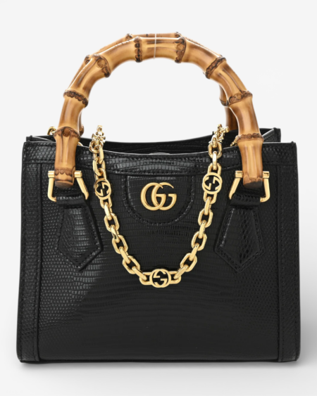 Gucci Lizard Mini Diana Tote Bag Black