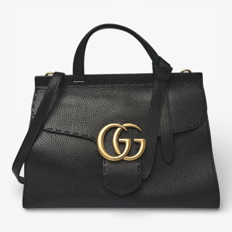 Gucci Calfskin Small GG Marmont Top Handle Bag