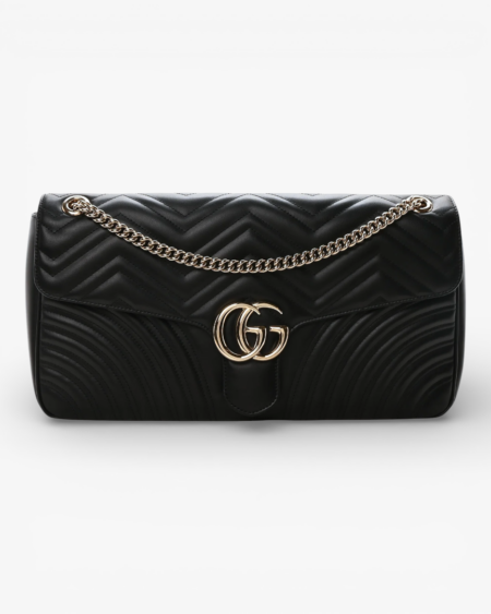 Gucci Calfskin Matelasse Large Horizontal GG Marmont Shoulder Bag