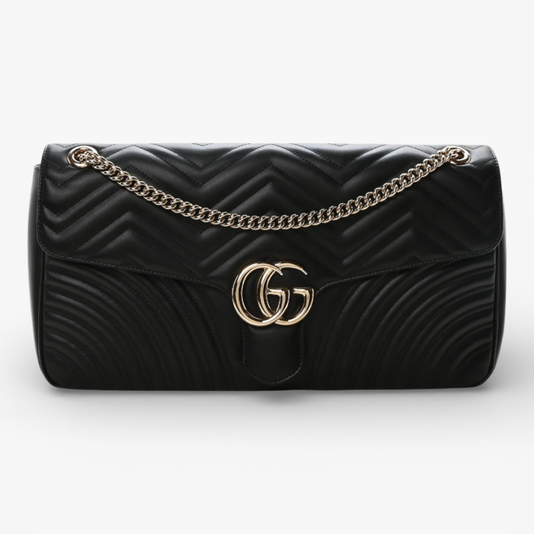 Gucci Calfskin Matelasse Large Horizontal GG Marmont Shoulder Bag