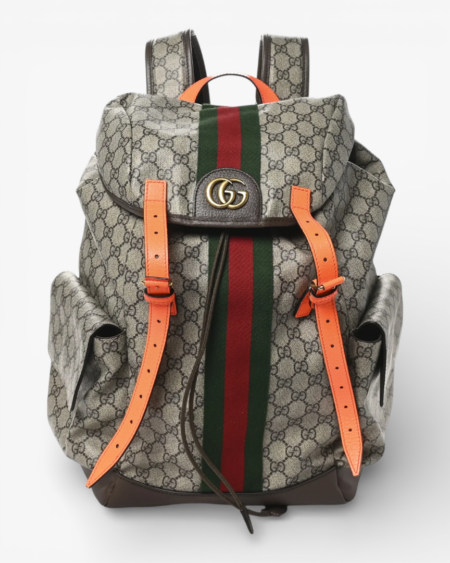 Gucci GG Supreme Monogram Medium Ophidia Double Buckle Backpack
