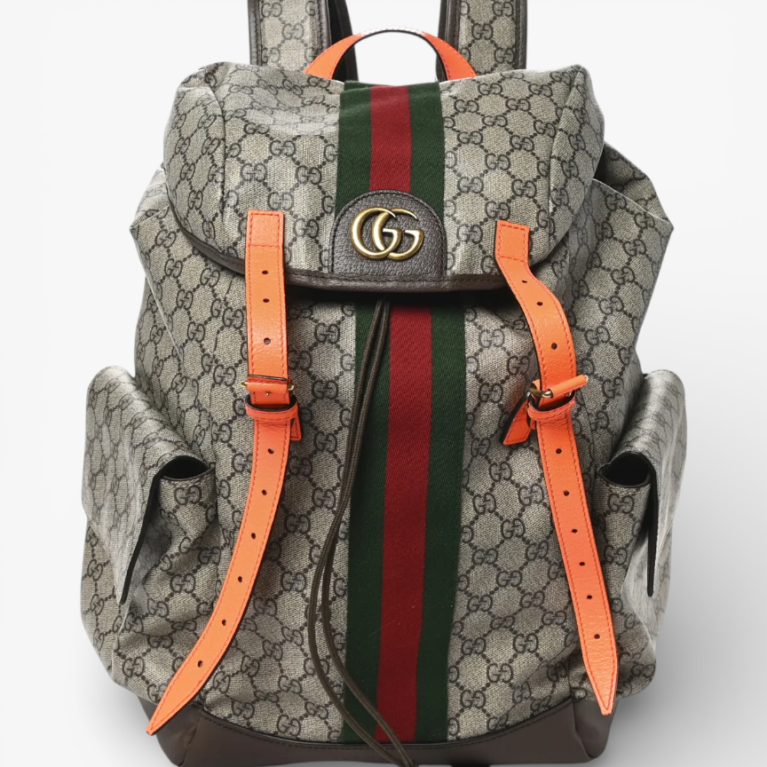Gucci GG Supreme Monogram Medium Ophidia Double Buckle Backpack