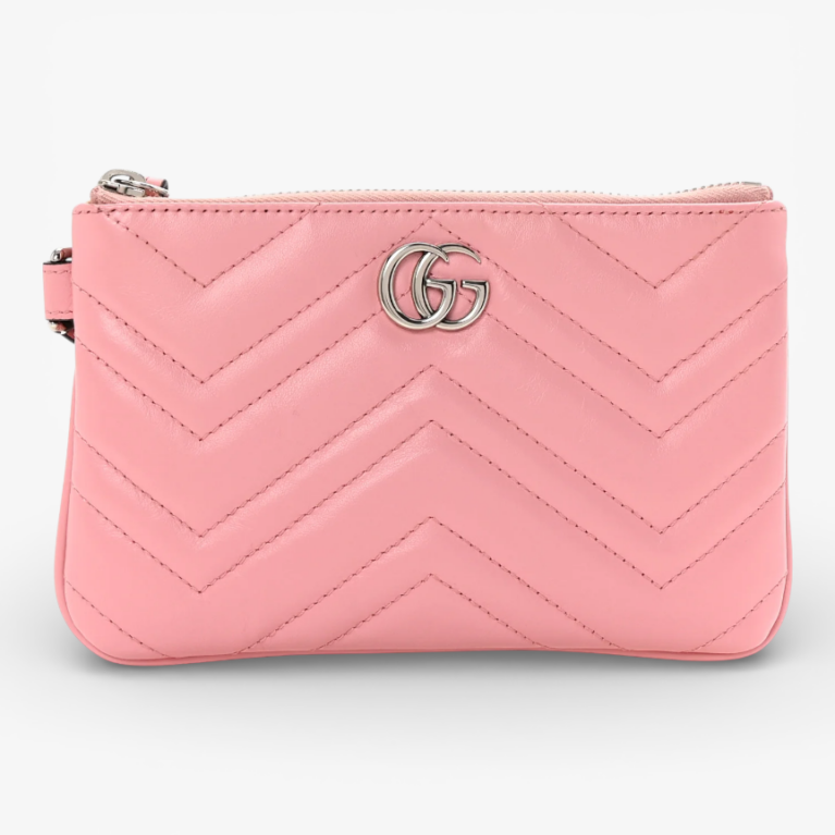 Gucci Calfskin Matelasse GG Marmont Wrist Wallet