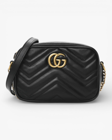 Gucci Calfskin Matelasse Mini GG Marmont Chain Shoulder Bag