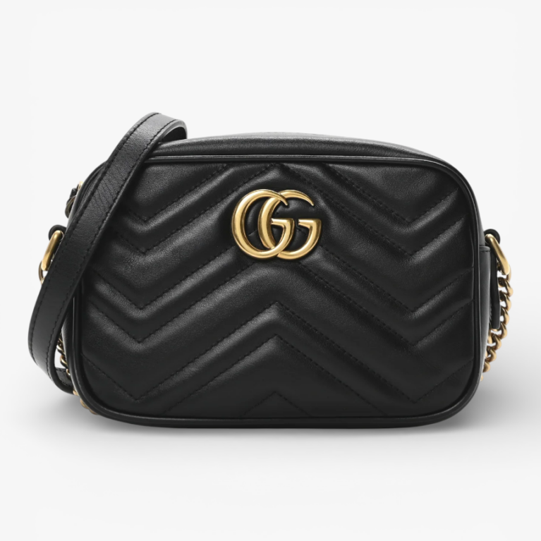 Gucci Calfskin Matelasse Mini GG Marmont Chain Shoulder Bag