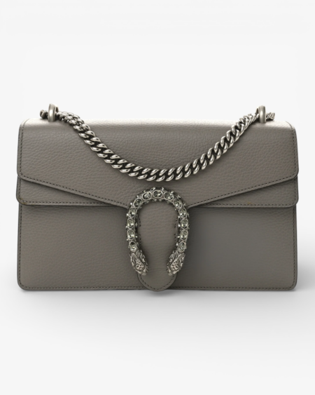 Gucci Pebbled Calfskin Small Dionysus Shoulder Bag Dusty Grey