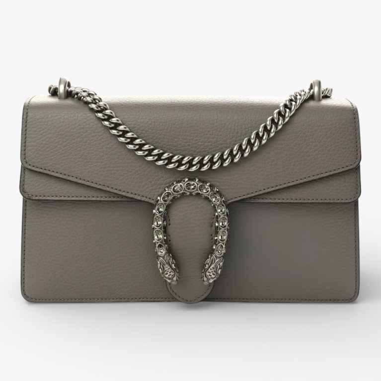 Gucci Pebbled Calfskin Small Dionysus Shoulder Bag Dusty Grey