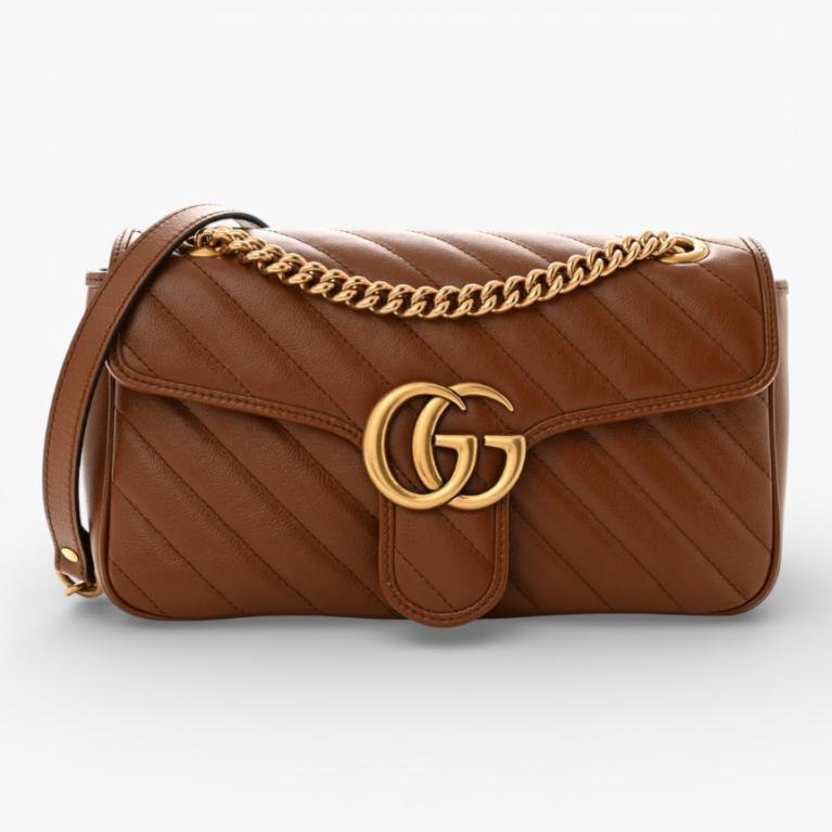 Gucci Azalea Calfskin Matelasse Diagonal Small GG Marmont Shoulder Bag