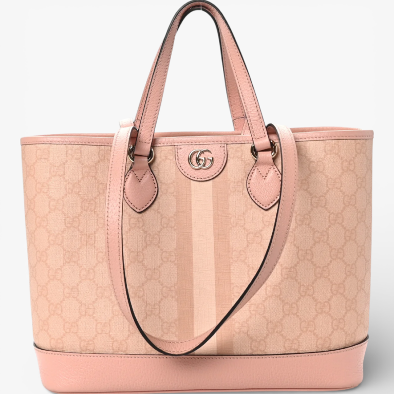 Gucci GG Supreme Monogram Textured Calfskin Medium Ophidia Shoulder Tote Bag