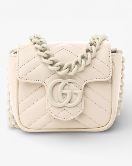 Gucci Calfskin Matelasse Monochrome GG Marmont Chain Mini Belt Bag