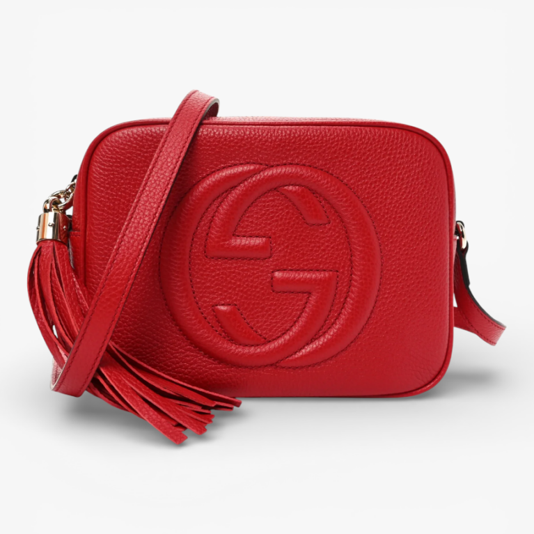 Gucci Pebbled Calfskin Small Soho Disco Bag Vibrant Red