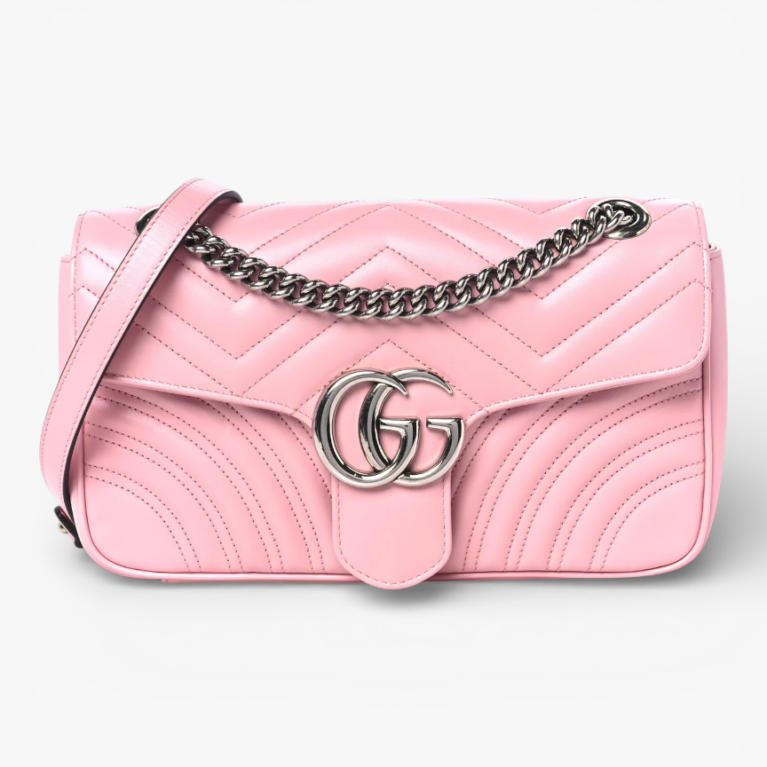 Gucci Calfskin Matelasse Small GG Marmont Shoulder Bag