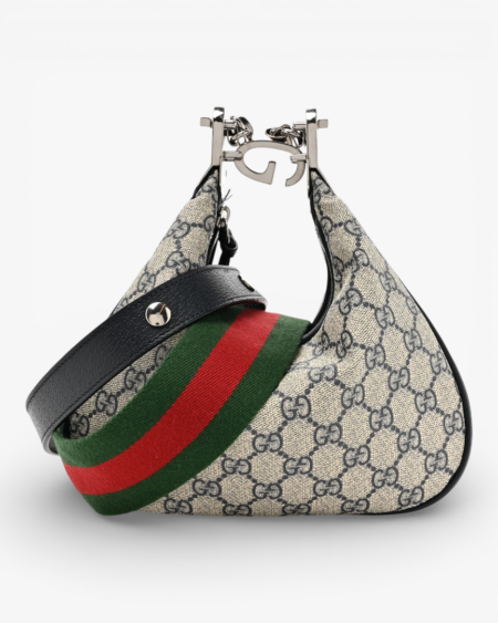 Gucci GG Supreme Monogram Textured Calfskin Web Small Attache Shoulder Bag