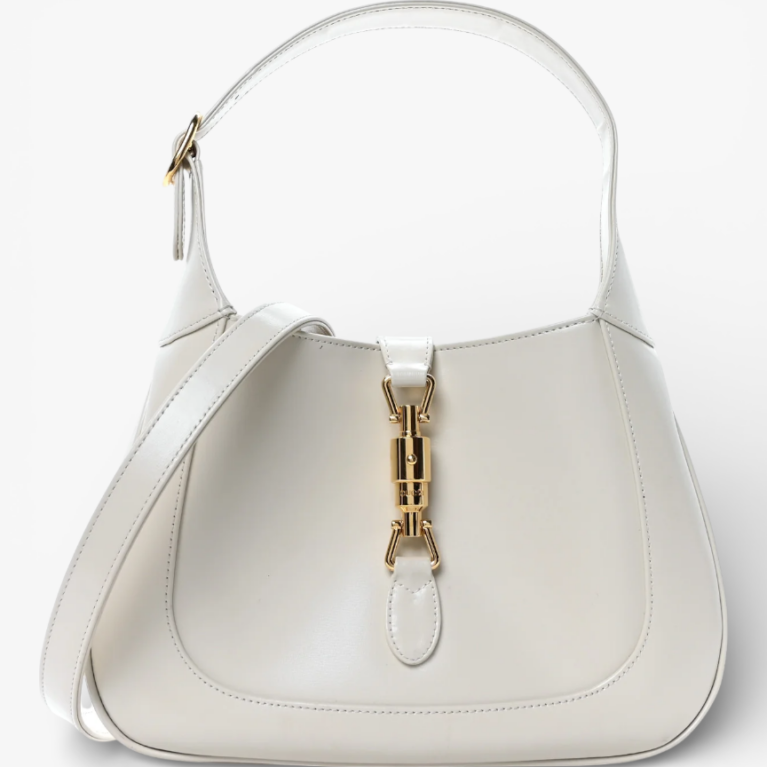 Gucci Boarded Dyana Lux Calfskin Small Jackie 1961 Hobo Mystic White