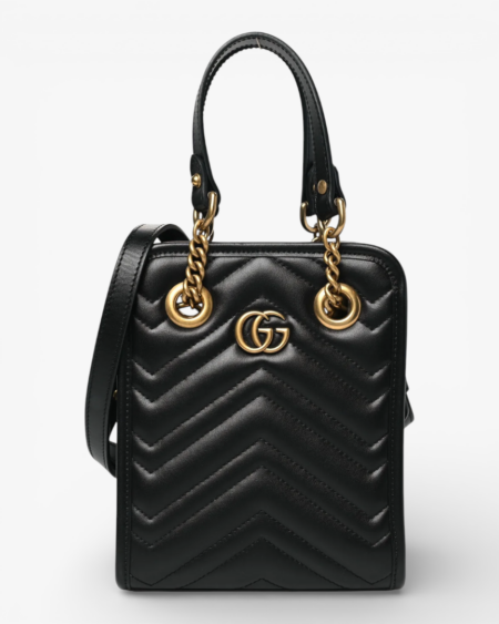 Gucci Calfskin Matelasse Chevron Mini GG Marmont Tote