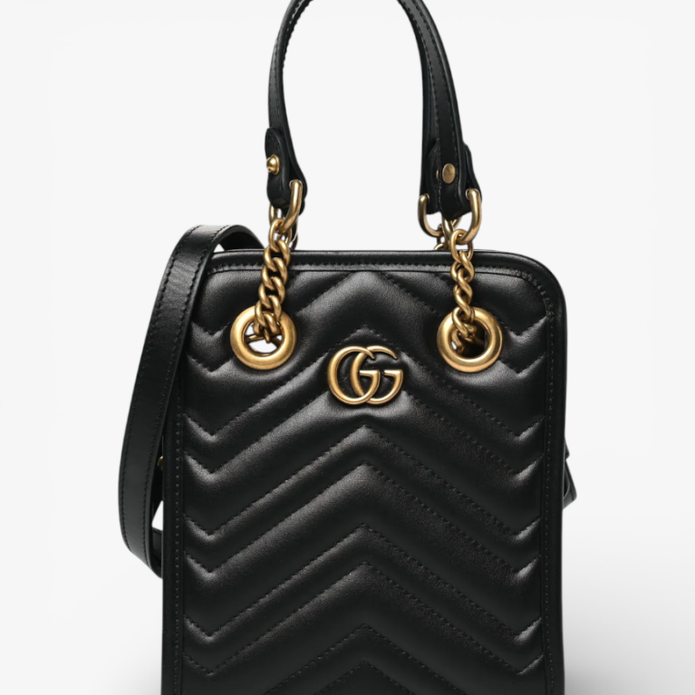 Gucci Calfskin Matelasse Chevron Mini GG Marmont Tote