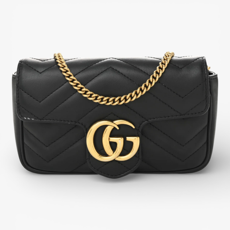 Gucci Calfskin Matelasse Super Mini GG Marmont Shoulder Bag