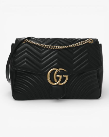 Gucci Calfskin Matelasse Large GG Marmont Top Handle Shoulder Bag