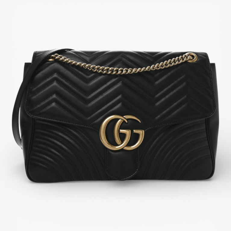 Gucci Calfskin Matelasse Large GG Marmont Top Handle Shoulder Bag