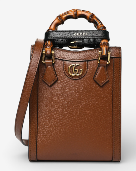 Gucci Textured Dollar Calfskin Mini Diana Tote Bag Cuir Black