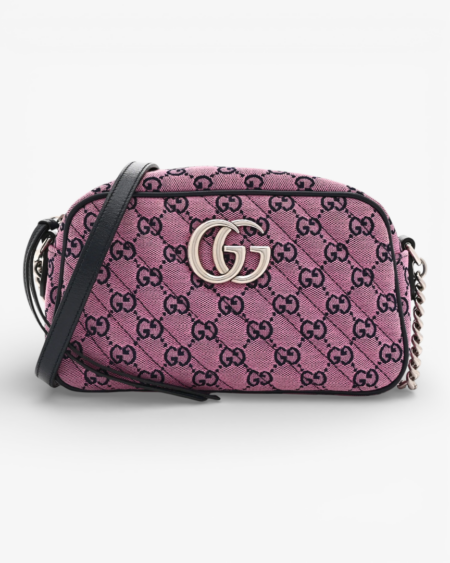 Gucci Monogram Multicolor Matelasse Diagonal Small GG Marmont Chain Shoulder Bag