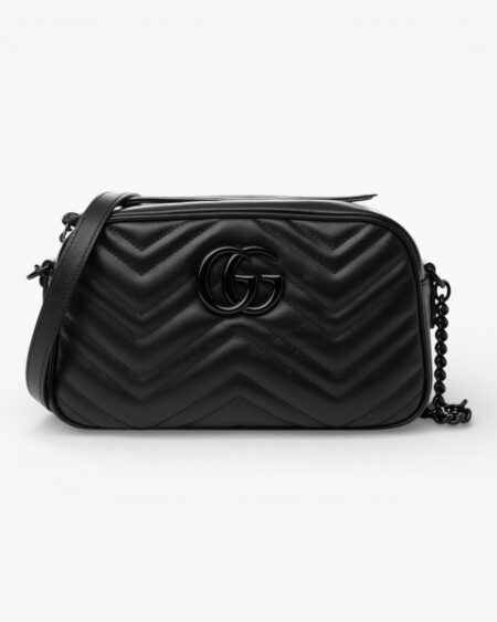 Gucci Calfskin Matelasse Monochrome Small GG Marmont Chain Shoulder Bag