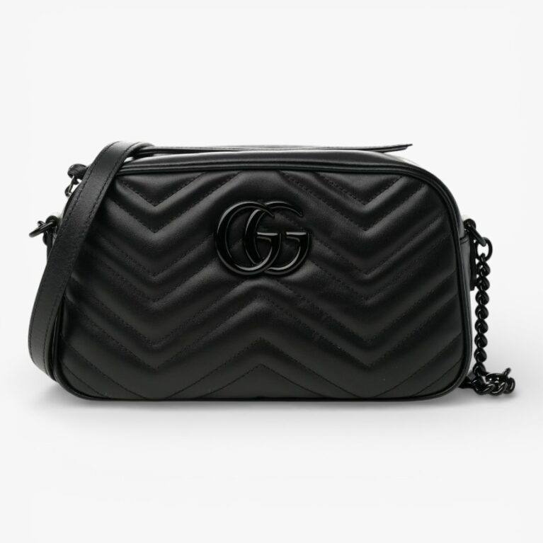 Gucci Calfskin Matelasse Monochrome Small GG Marmont Chain Shoulder Bag