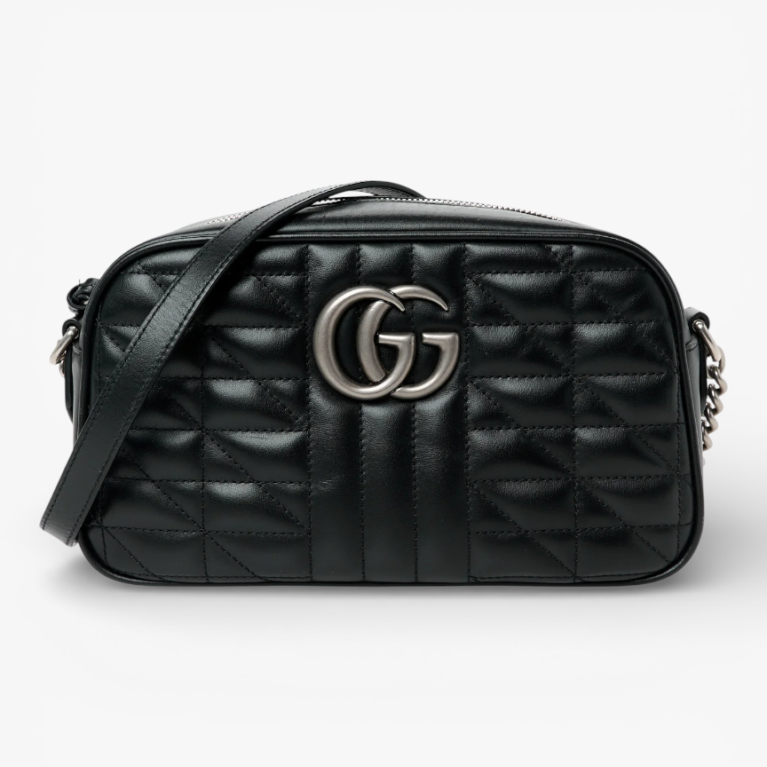 Gucci Calfskin Matelasse Aria Small GG Marmont Chain Shoulder Bag