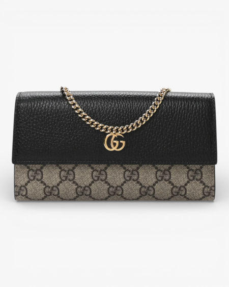 Gucci Dollar Calfskin GG Supreme Monogram Petite GG Marmont Wallet Chain Bag