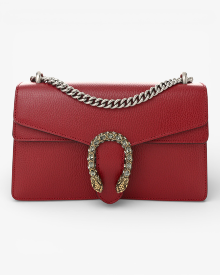 Gucci Dollar Calfskin Swarovski Crystal Small Dionysus Shoulder Bag Hibiscus Red