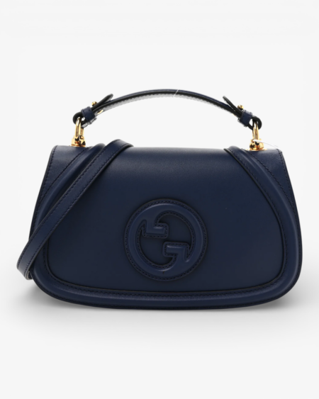 Gucci Roxy Calfskin Medium Blondie Top Handle Bag Blue Agata