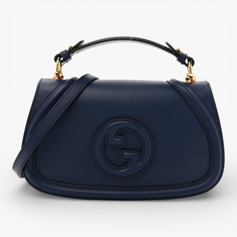 Gucci Roxy Calfskin Medium Blondie Top Handle Bag Blue Agata
