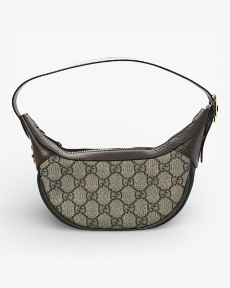Gucci GG Supreme Monogram Textured Calfskin Web Mini Ophidia Half Moon Hobo