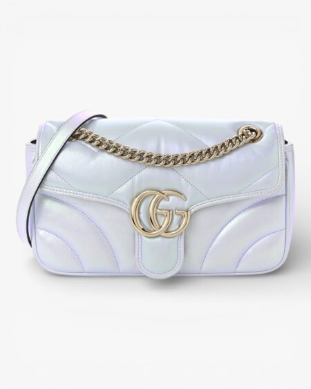 Gucci Iridescent Nappa Chevron Matelasse Small GG Marmont Shoulder Bag