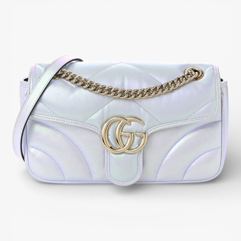Gucci Iridescent Nappa Chevron Matelasse Small GG Marmont Shoulder Bag
